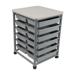 SitRite Single Bay Tote Trolley 500x550mm Grey/Silver
