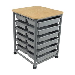 SitRite Single Bay Tote Trolley 500x550mm Maple/Silver
