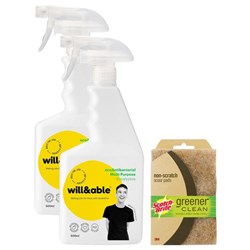 Will&Able Anti-Bacterial Multi-Purpose Spray Cleaner 500ml, Set of 2