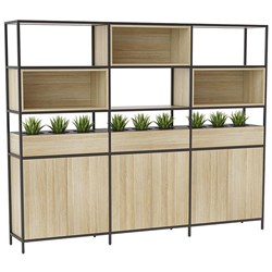 Kubix Triple Storage Shelving Unit 2500x400x2000mm Atlantic Oak/Black