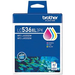 Brother LC536XL3PK Colour Ink Cartridge, Pack of 3