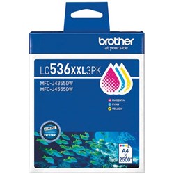 Brother LC536XXL3PK Colour Ink Cartridge, Pack of 3