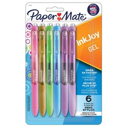 Paper Mate InkJoy Gel Pens 0.7mm Medium Tip Fashion Assorted, Pack of 6