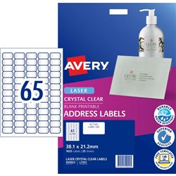 Avery Crystal Clear Address Laser Labels L7551 Clear 65 Per Sheet