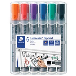 Staedtler Lumocolor 356 B Assorted Colours Flipchart Markers Chisel Tip, Pack of 6