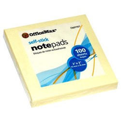 OfficeMax Self-Stick Notes 76x76mm Yellow 100 Sheets
