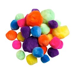 Pom Poms Assorted Sizes Neon Colours, Pack of 150
