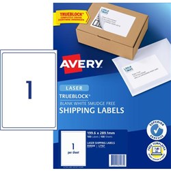 Avery Shipping Laser Labels L7167 White 1 Per Sheet 100 Sheets