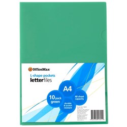 OfficeMax L-Shaped Pockets A4 Green, Pack of 10