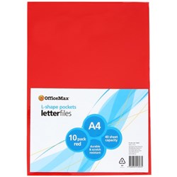 OfficeMax L-Shaped Pockets A4 Red, Pack of 10