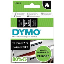 Dymo Labelling Tape Cassette LabelManager D1 45811 19mm x 7m White on Black