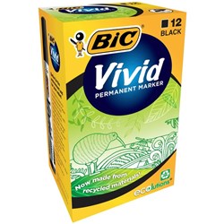 BIC Ecolutions Vivid Black Permanent Markers Bullet Tip, Box of 12