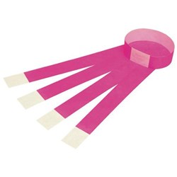 Rexel Wristbands Fluoro Pink, Pack of 100