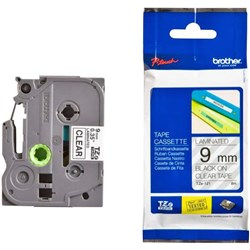 Brother Labelling Tape Cassette TZe-121 9mm x 8m Black on Clear