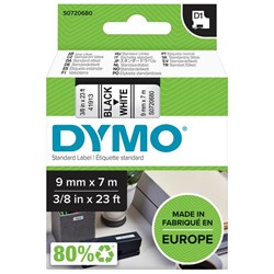 Dymo Labelling Tape Cassette LabelManager D1 41913 9mm x 7m Black on White