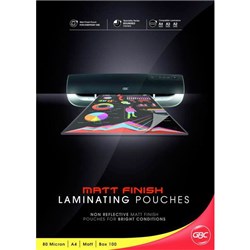 GBC Ibico A4 Laminating Pouches Matt 80 Micron, Pack of 100