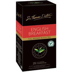 Sir Thomas Lipton English Breakfast Enveloped Tea Bags, Box of 25