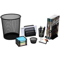 OfficeMax Desk Organiser Set 7 Piece Black Mesh