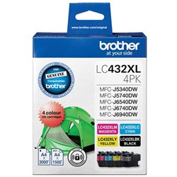 Brother LC432XL4PKS Colour Ink Cartridges, Pack of 4