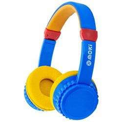 Moki Play Safe Volume Limited Wireless Headphones Blue/Yellow