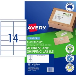 Avery Laser Eco Label L7163 14 Per Sheet 40 Sheets