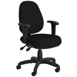 Evo Task Chair With Arms 3 Levers Luxe Seat High Back Breathe Fabric/Black