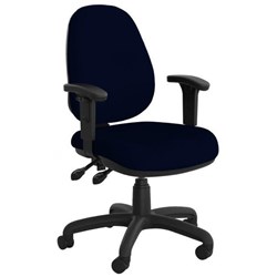 Evo Task Chair With Arms 3 Levers Luxe Seat High Back Breathe Fabric/Navy