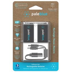 Pale Blue 9v USB-C Rechargeable Batteries, Pack of 2