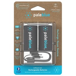 Pale Blue D-cell Micro USB-C Rechargeable Batteries, Pack of 2