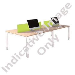 Oblique 4 User Height Adjustable Desk Back to Back 1500mm Maple/Snow