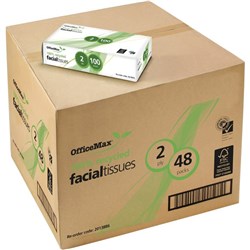 OfficeMax Eco Facial Tissue 100% Recycled 2 Ply, 48 Packs of 100 Sheets