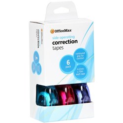 OfficeMax Correction Tape Side Operating 4.2mm x 10m Assorted Colours, Pack of 6