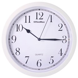 OfficeMax Round Plastic Face Wall Clock 240mm White