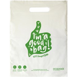 Ecopack Home Compostable Punched Handle Retail Bags Small 260x340mm, Pack of 50