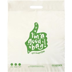 Ecopack Home Compostable Punched Handle Retail Bags Medium 400x490mm, Pack of 50