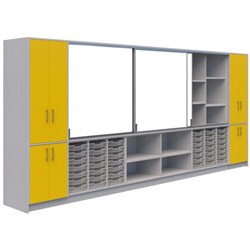 Ako Classroom Hub C1 4800x500x2000mm Olympia Yellow/Silver Strata Nat
