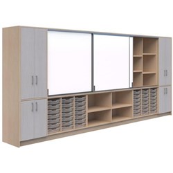 Ako Classroom Hub C1 4800x500x2000mm Silvr Strata/Refined Oak