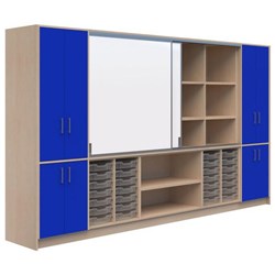 Ako Classroom Hub C2 3600x500x2000mm Refined Oak Naturale/Memphis Blue Naturale