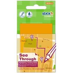 Stick'n Notes Semi-Transparent 76 x 51mm Orange, 50 Sheets