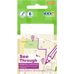 Stick'n Notes Semi-Transparent 76 x 50mm White, 50 Sheets