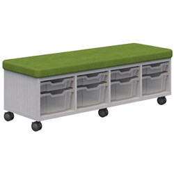 Ako Sit & Store Bench Seat With Storage 1380x480mm Silver Strata/Kiwi