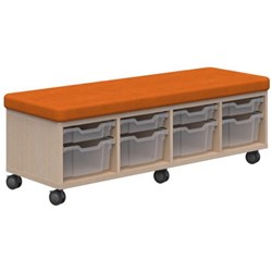 Ako Sit & Store Bench Seat With Storage 1380x480mm Refined Oak/Orange