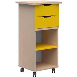 Ako Teacher Station 550x550x1100mm Refined Oak/Olympia Yellow