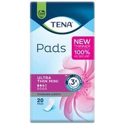 TENA Ultra-Thin Mini Continence Pads Women's Standard Length, Pack of 20