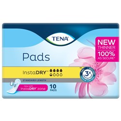TENA InstaDRY™ Continence Pads Women's Standard Length, Pack of 10