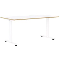 Klever Single User Desk Scallop Top 1500mm Snowdrift/Oak/White