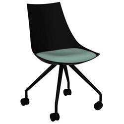 Luna Visitor Chair With Castors Black/Splice Lagoon Fabric