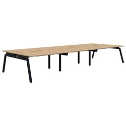Accent Balance Angle 6 Pod Desk 1200x800mm Classic Oak/Black