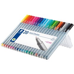 Staedtler 334 Assorted Colours Triplus Fineliner Pen Fine Tip 0.3mm, Pack of 20