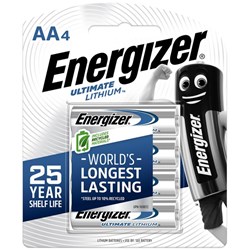 Energizer Ultimate Lithium AA Batteries, Pack of 4
